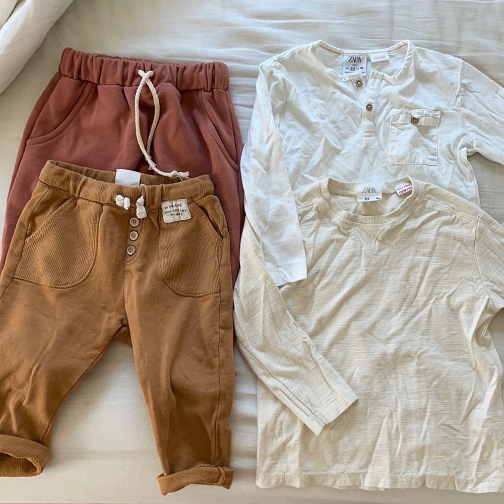 Lot of Zara baby & Eadaie neutral pants and tops